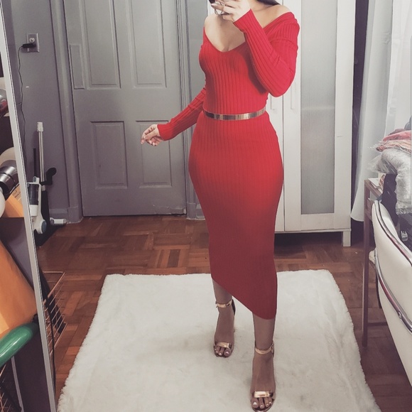 "SweetHeart" Red Midi Dress NWOT - Picture 2 of 4